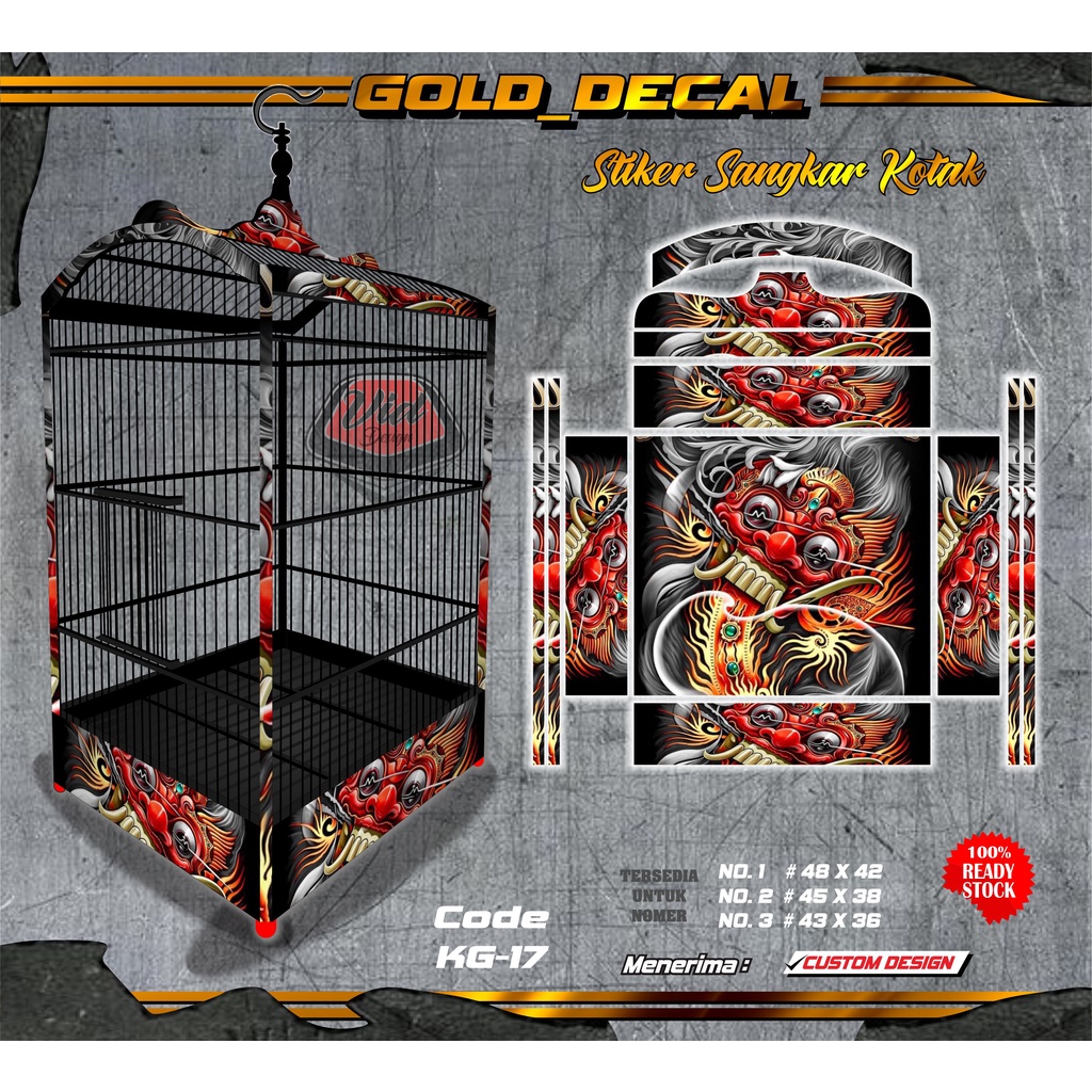 Stiker Sangkar Kotak Decal Kandang Kacer Cucak Ijo Radja No 1 2 3