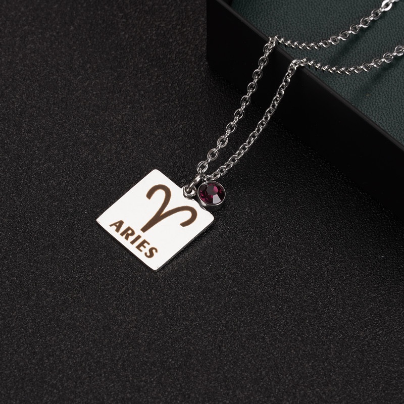 2022 Kalung Rantai Liontin 12 Zodiak Bahan Stainless Steel Untuk Pria / Wanita