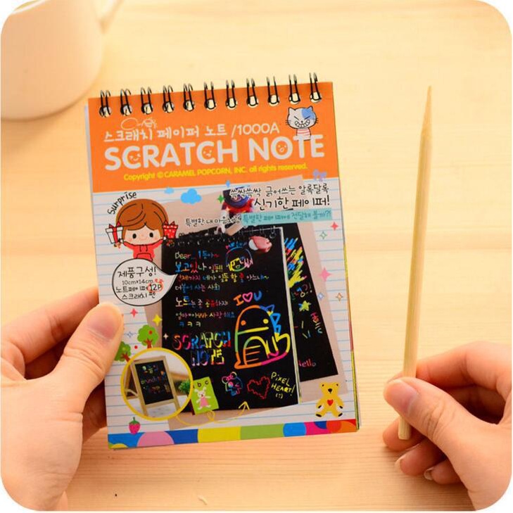 DIY Scratch Note Premium / Magic Book Colourfull Scratch Note Kecil / Black CardBoard