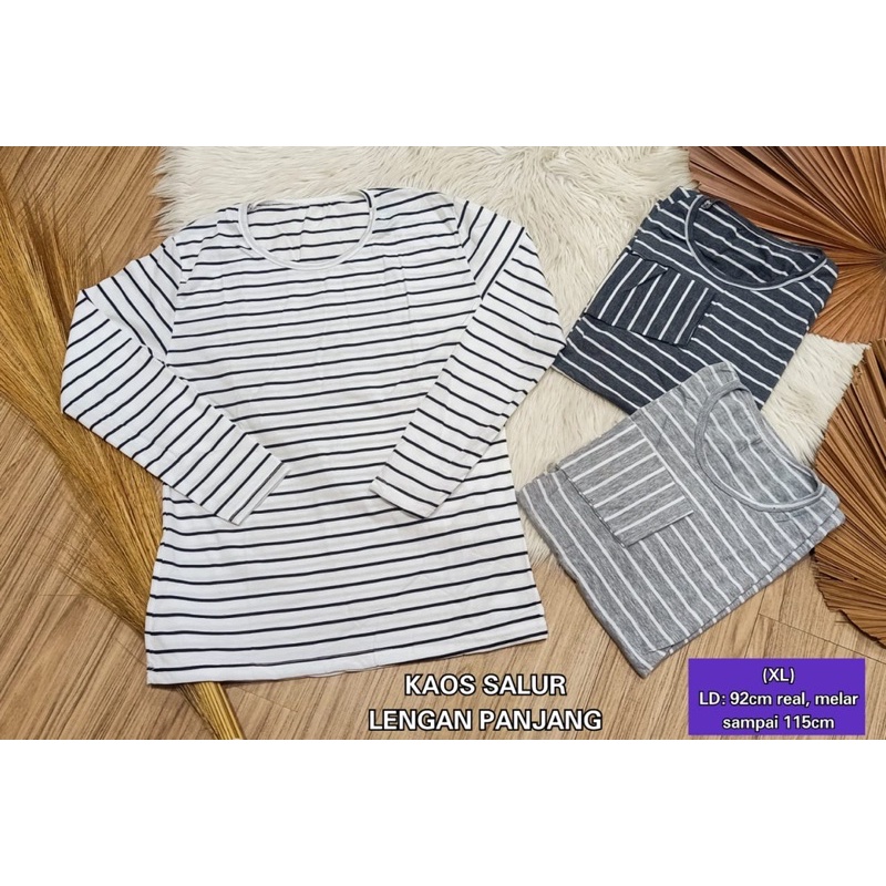 Kaos Panjang Spandex Melar / Kaos Panjang Belang-belang / Kaos harian panjang / kaos murah panjang / kaos salur Lengan panjang