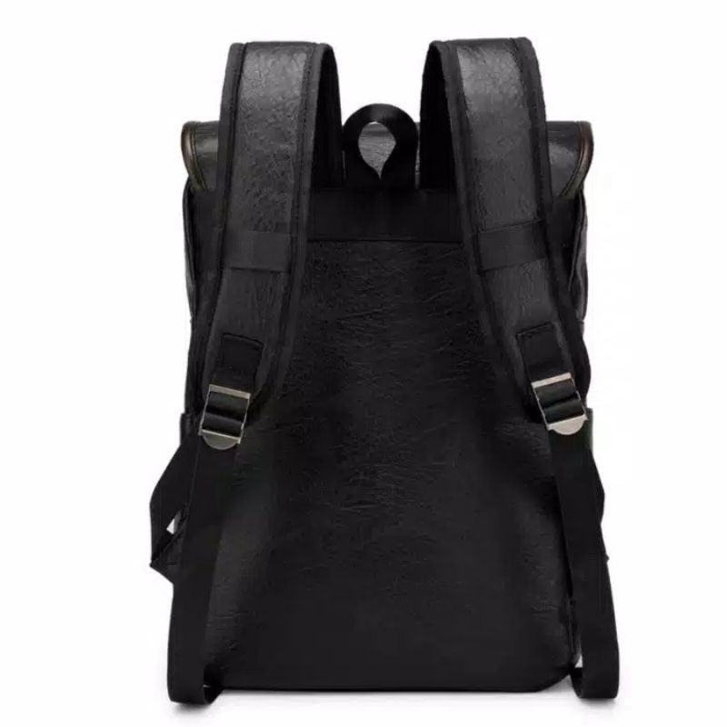 Tas Ransel Punggung Backpack Laptop Travel PU Leather Kulit tali