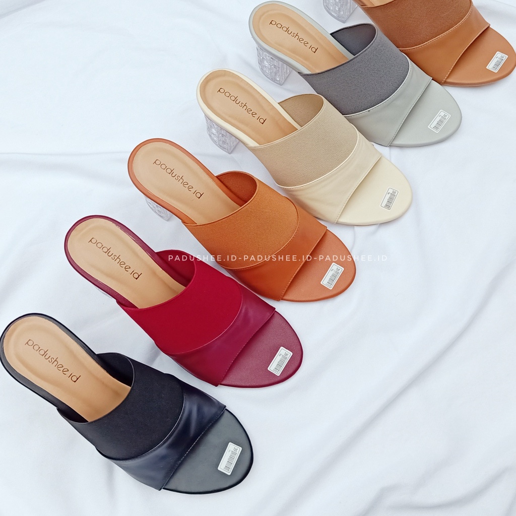 Padushee.id - sandal wanita || CASANDRA || heels kaca 5 cm