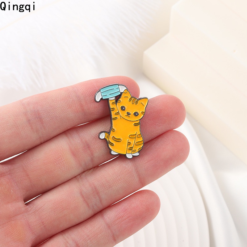 Bros Pin Enamel Bentuk Kartun Hewan Kucing Untuk Anak