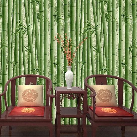 ✾ Wallpaper Dinding / Wallpaper Sticker Bambu Hijau Tua ➦