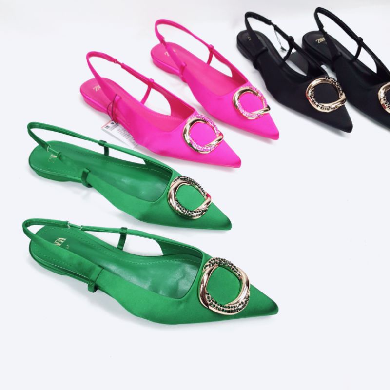 ZR Flat Slingback Satin Mules 2359