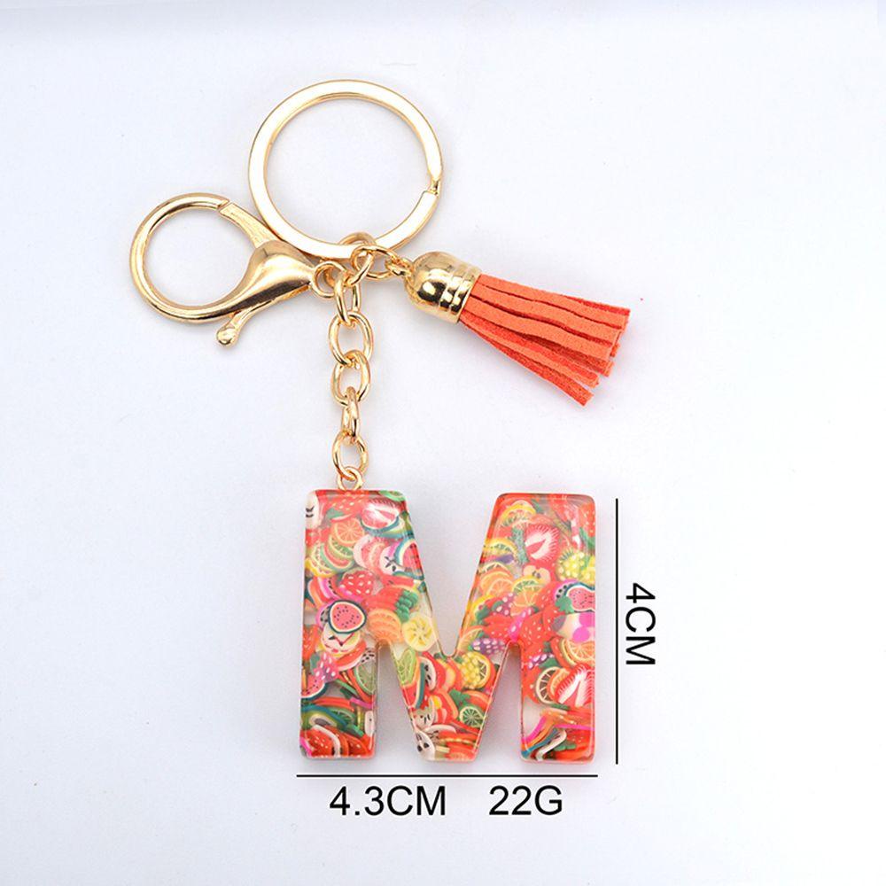 Lanfy 26huruf Gantungan Kunci 1PC Resin Aksesoris Gantungan Kunci Perhiasan Mobil Keyring Alphabet Key Chain