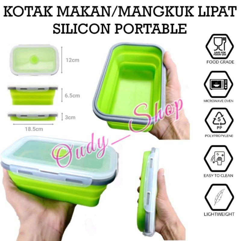 Travel Folding Bowl 800 ml Mangkuk Lipat Kotak Makan Silikon Praktis