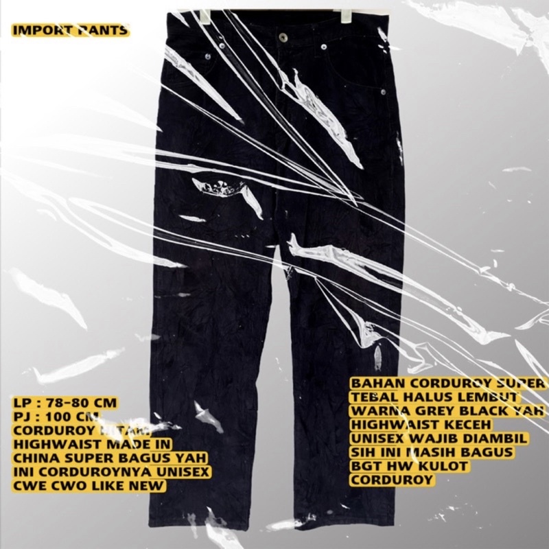 CORDUROY BLACK/CORDUROY HW KULOT/CORDUROY UNISEX/VINTAGE PANTS/VINTAGE STYLE/KOREAN CORDUROY/HW PANT