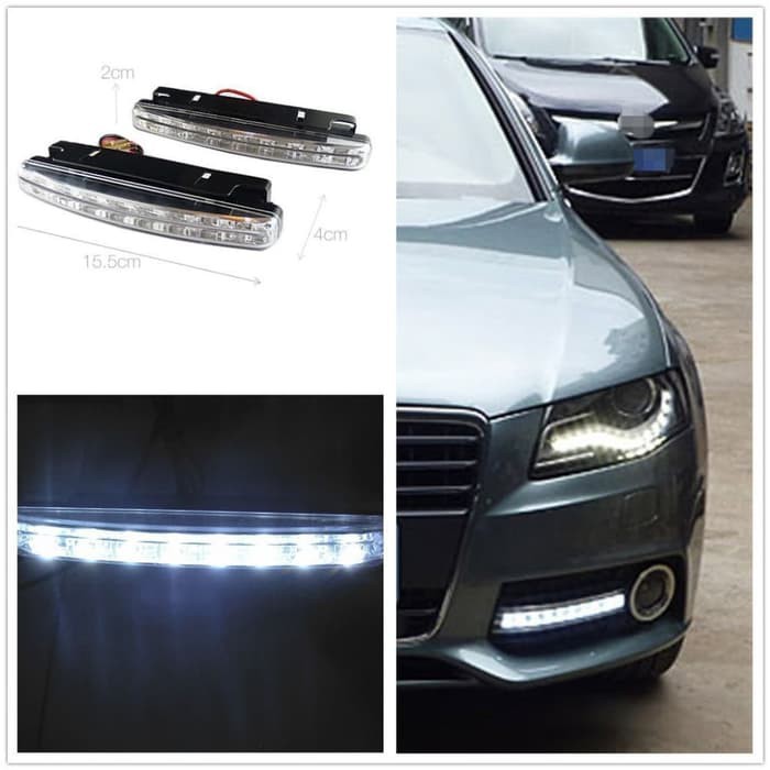 Lampu Fog Lamp Daytime Running Light DRL Mobil 8 LED 6000K 12V 1Pcs