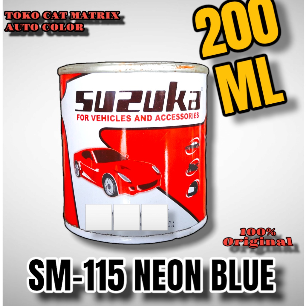 suzuka neon blue ( SM-115 ) Solid Standar Metallic untuk Mobil, Motor, Kayu, Besi, 200ml ,Cat Dico