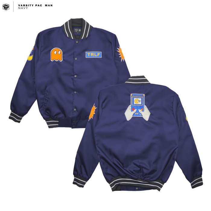 Triple F Baseball Jacket Varsity Pac Man - navy, L(P2M2) Jaket Pria Jumbo Jaket Pria Terlaris Jaket 