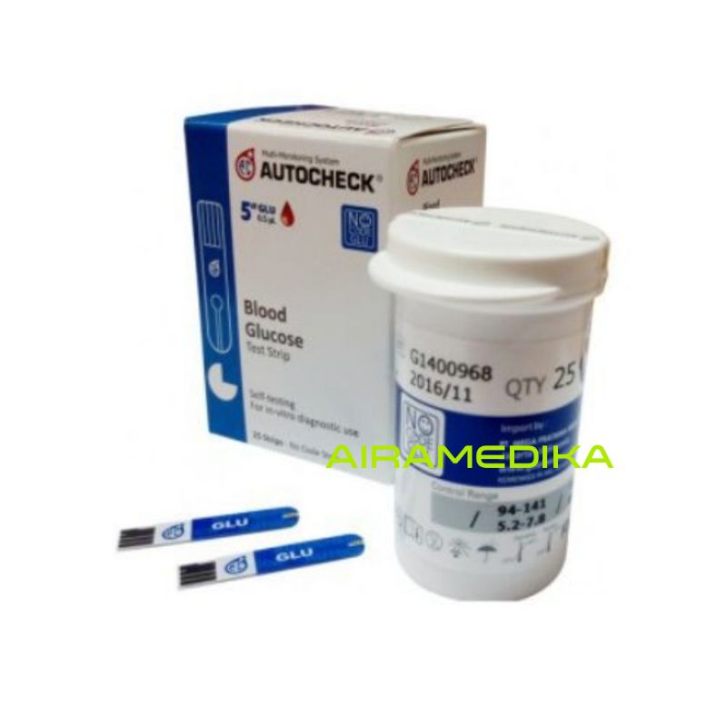 Original Autocheck Strip Gula Darah isi 25 Strip / Stik Stick Gula Darah Autocheck isi 25 Strip Exp