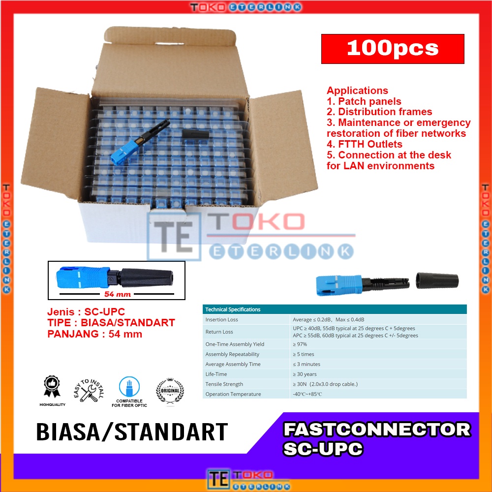 Jual 1Box/100pcs Fiber Optic Fast Connector SC UPC Biasa Standar ...