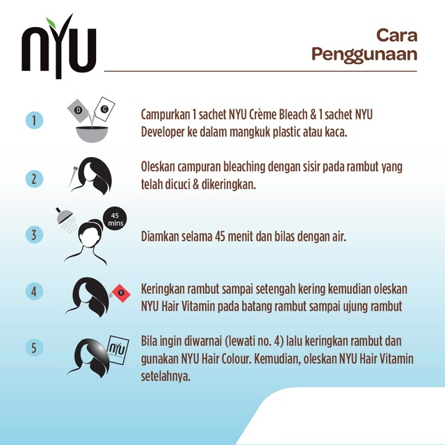 ★ BB ★  NYU Creme Hair Colour - Natural Bleach - Bleaching Rambut - Pewarna Rambut