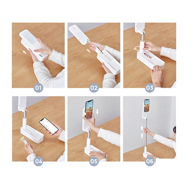 V6 - Multifunction Foldable Mobile Phone Holder with Light and Remote