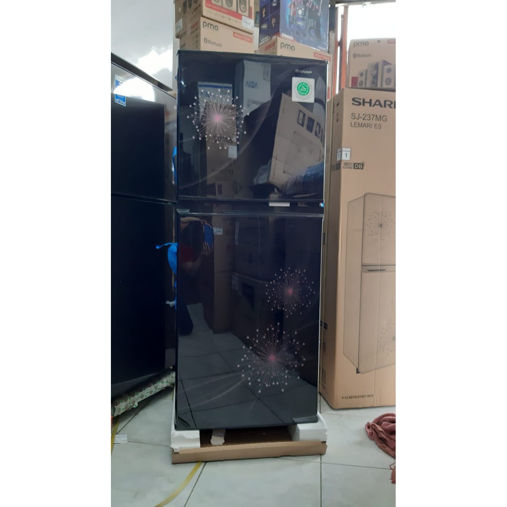 Kulkas 2 pintu SHARP SJ 237 MG DB/DP No frost Glossy Door 220 Liter Tanpa Bunga Es