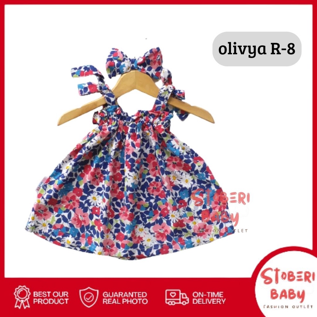 PUNCAK 3.3 stoberi baby - BBB DRESS OLIVYA dress anak perempuan bayi motif bunga lucu free headband