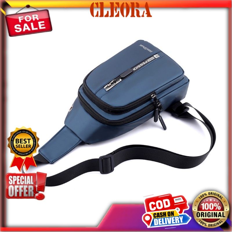 Tas Selempang Pria HAOSHUAI Original Waistbag Pria Waterproof Kekinian Import Ori  Branded Keren  Tr