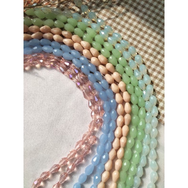 kristal Ceko tetes kristal Ceko lonjong kristal Ceko warna pastel