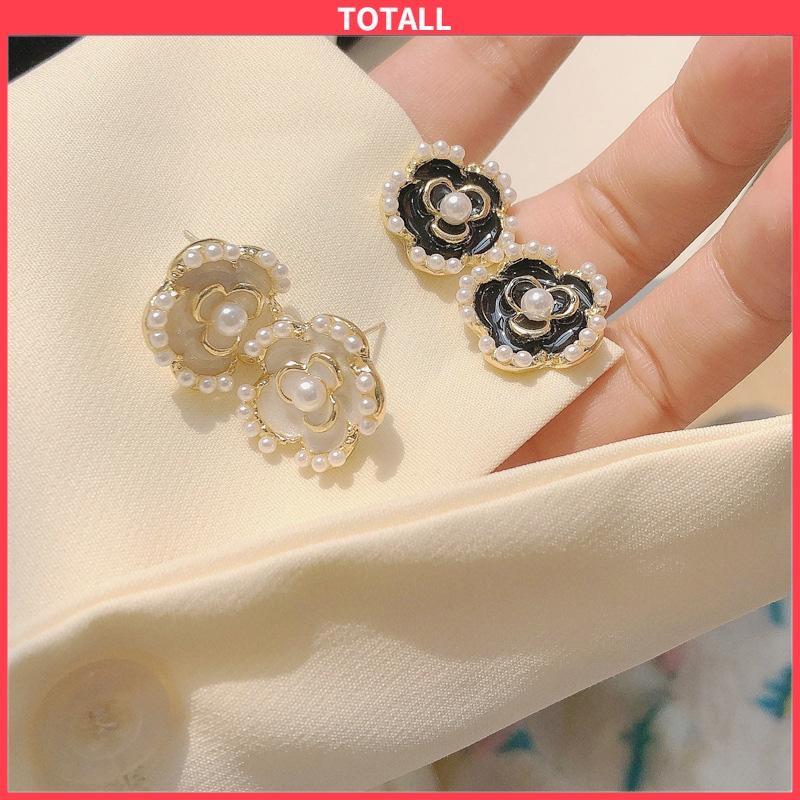 COD Tren Anting Pejantan Camellia Gaya Hong Kong Anting Pejantan Perak Mutiara-Totall