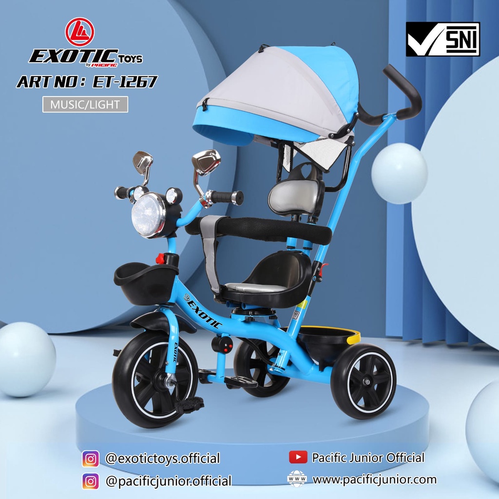 Tricycle Exotic ET 1267 ET1267 Baby Stroller Model Motor Dorongan Anak Bayi Sepeda Anak Roda Tiga 3 ET1265 ET 1265 ET1263 ET 1263 ET1267 ET 1267 ET1268 ET 1268 ET2251 ET 2251 AT7705 AT 7705 AT7702 AT 7702 AT7711 AT 7711 AT7713 AT 7713-BIRU