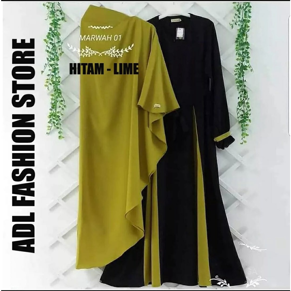 Gamis syar'i setelan hijab khimar dress wanita muslim fashion cewek dewasa terbaru kekinian  murah S