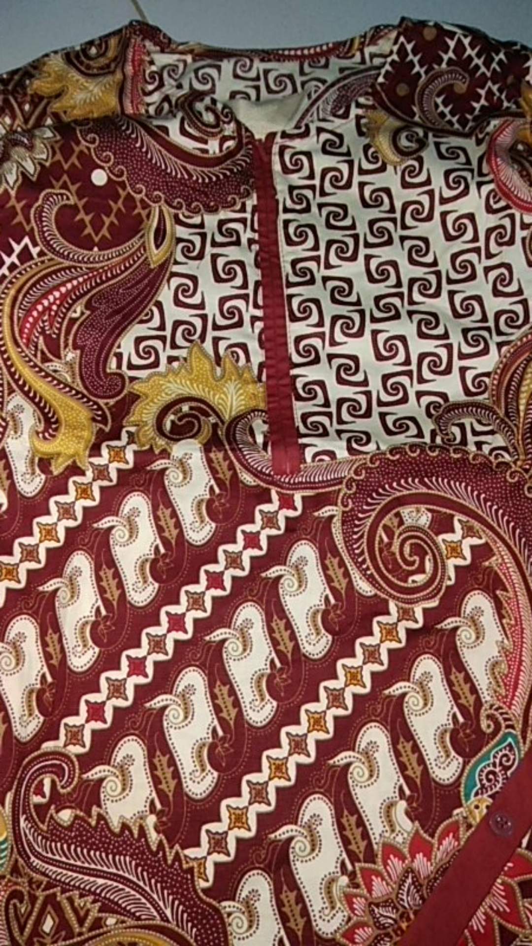 W-24 Atasan Batik Wanita Katun Strecth Lengan 3/4 Untuk Kerja Kantoran Modern