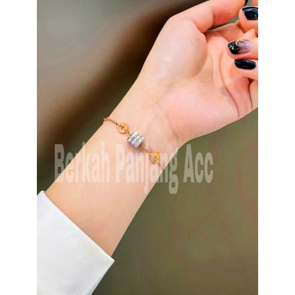 Gelang Titanium tabung zircon rantai desain simple elegan perhiasan fashionable anti karat dan anti luntur