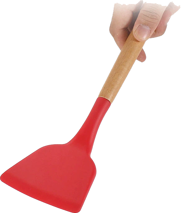 Sutil Silikon Tahan Panas Gagang Kayu Alat Masak Codet Spatula Silicone