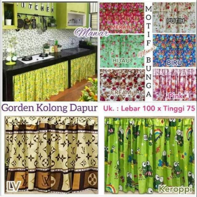 Gorden kolong dapur meja hordeng korden motif kitchen 