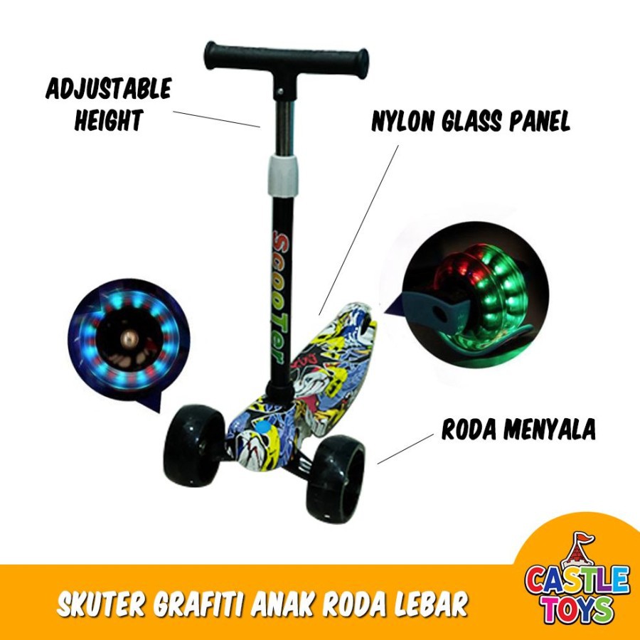 Mainan Skuter Anak Roda 3 Grafiti Skuter Otoped / Scooter Anak Otopet
