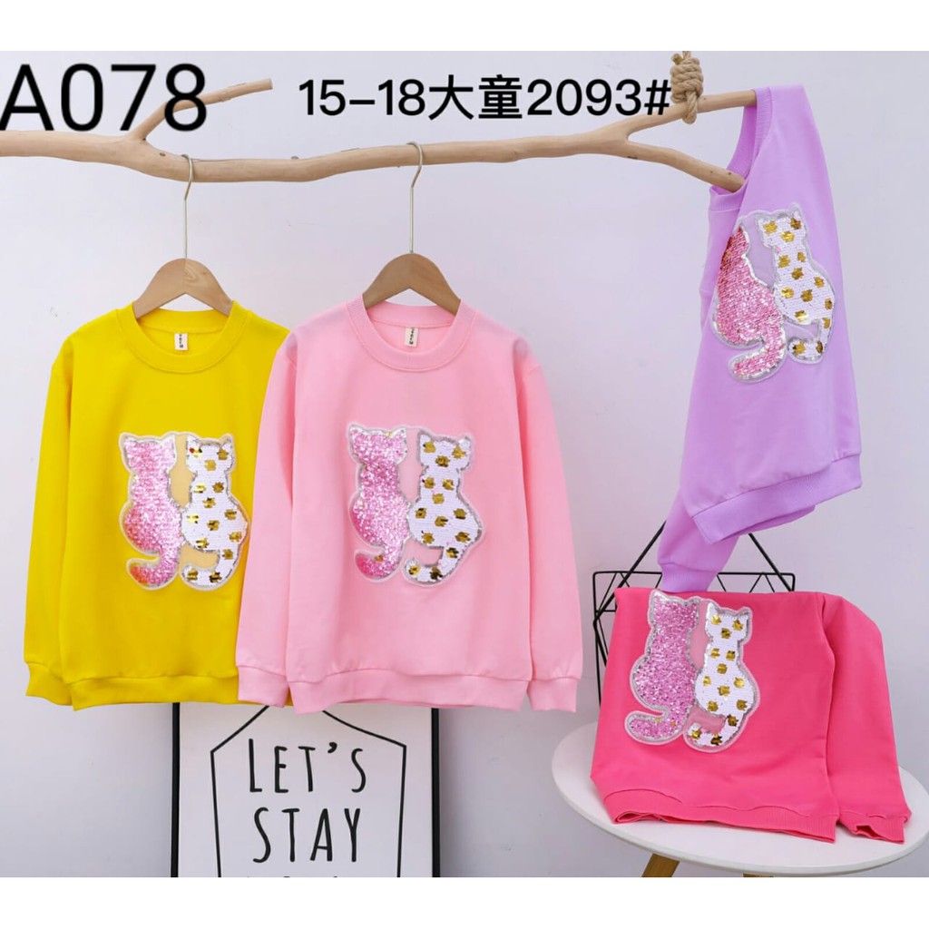 Sweater Usap Anak Perempuan Import Usia 5-12 Tahun / Sweater Usap Anak Cewe Import / Baju Usap Anak Perempuan Import / Bahan Adem Lembut Nyaman