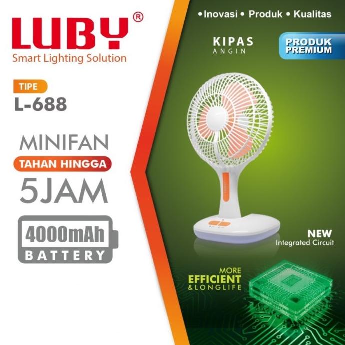 Luby Lampu Emergency Kipas Angin Meja Portable 8 inch SRD 12SMD