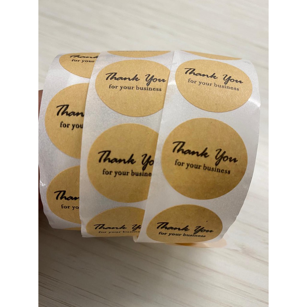 

Stiker Label Sticker Simple Craft Thank You for your business Brown Recylable Paper Produk Segel