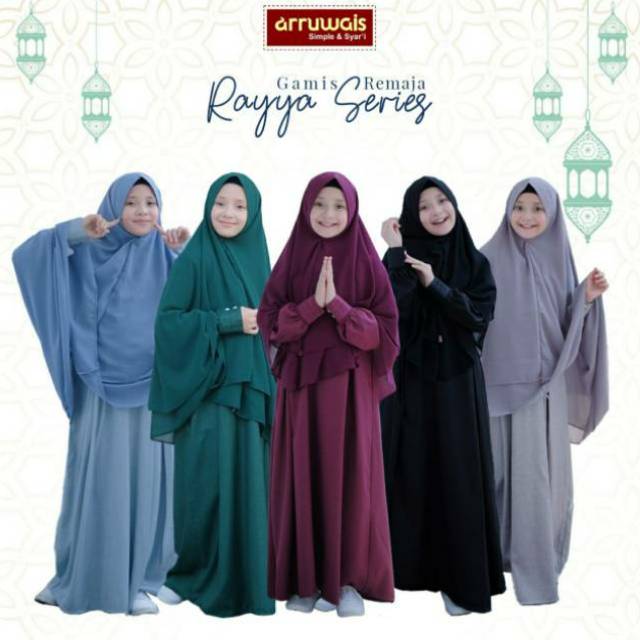 ARRUWAIS GAMIS SET SYARI ANAK DAN REMAJA RAYYA SERIES PLUS CADDAR KIDS TEEN USIA 2-14th