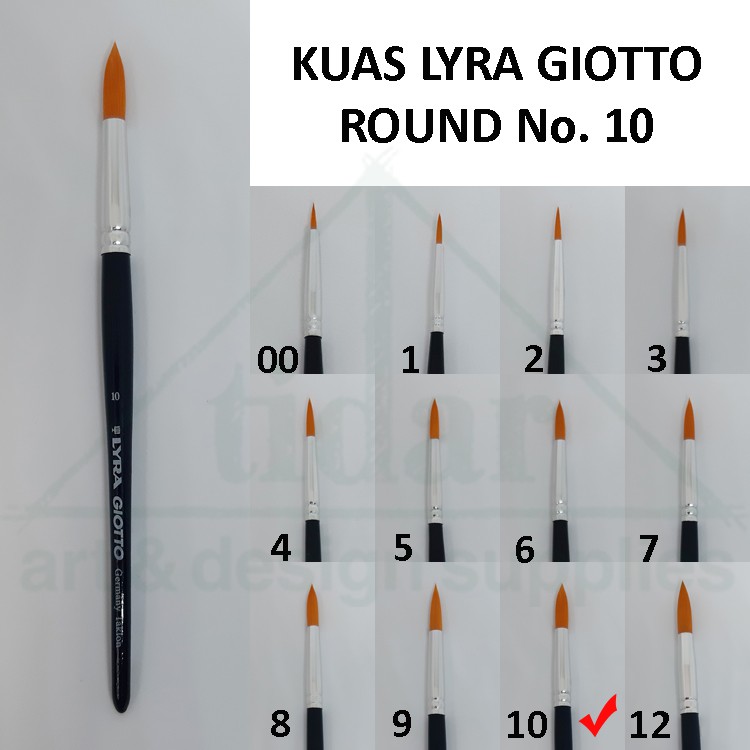 

Lyra Giotto Artist Round Brush No. 10 - Kuas Lukis Taklon Lira Bulat Lancip