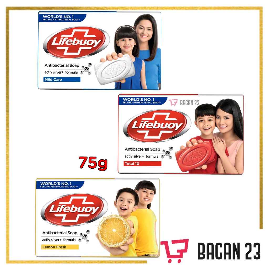 Lifebuoy Body Soap 60gr (Mild - Lemon - Total 10) / Sabun Mandi Batang / Bacan23