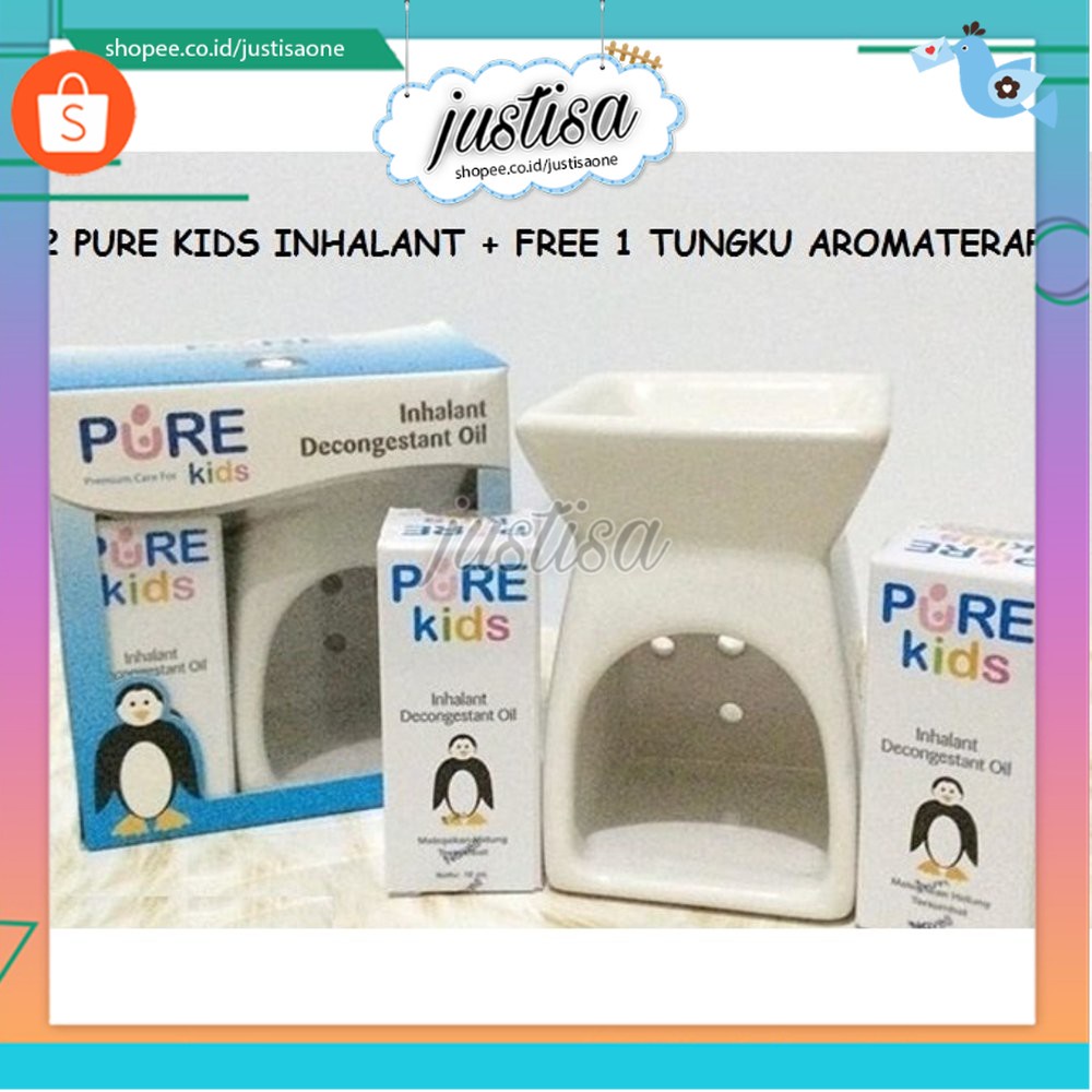 Promo !! Pure Kids Inhalant Decongestant Oil Paket Tungku (2pcs oil + tungku) - inhalant baby pure kids