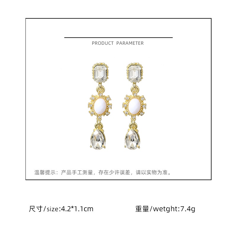 Sterling silver jarum Korea putih zircon crystal Panjang 0 anggun online influencer elegan stud anti