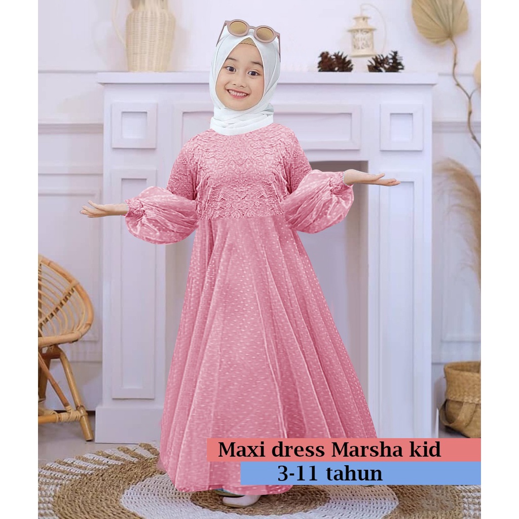 MX MARSHA KID/ SALSA KID 3-11 TAHUN DRESS BROKAT ANAK TILE DOT /GAMIS ANAK GOOD QUALITY