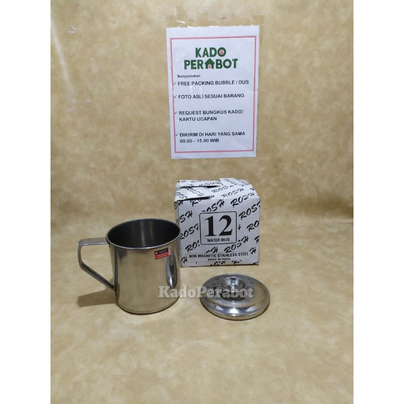 mug stainless steel rosh 12cm - mug stainless sedang -gelas stainless