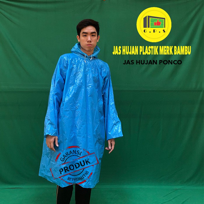 Jas Hujan Plastik LDPE Poncho Merk Bambu Tebal Murah