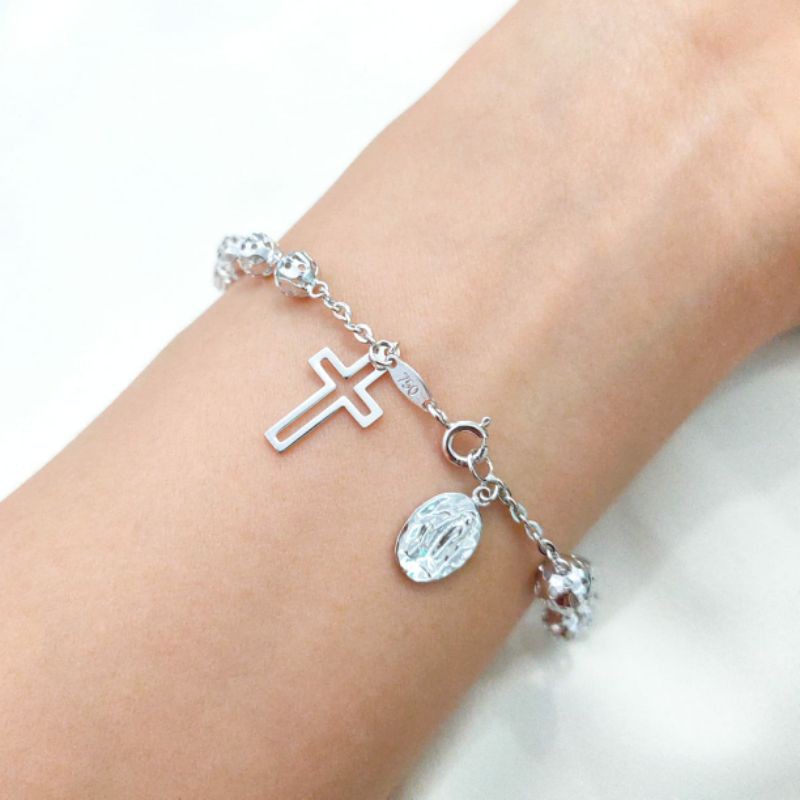gelang rosario model italy white gold kadar 750