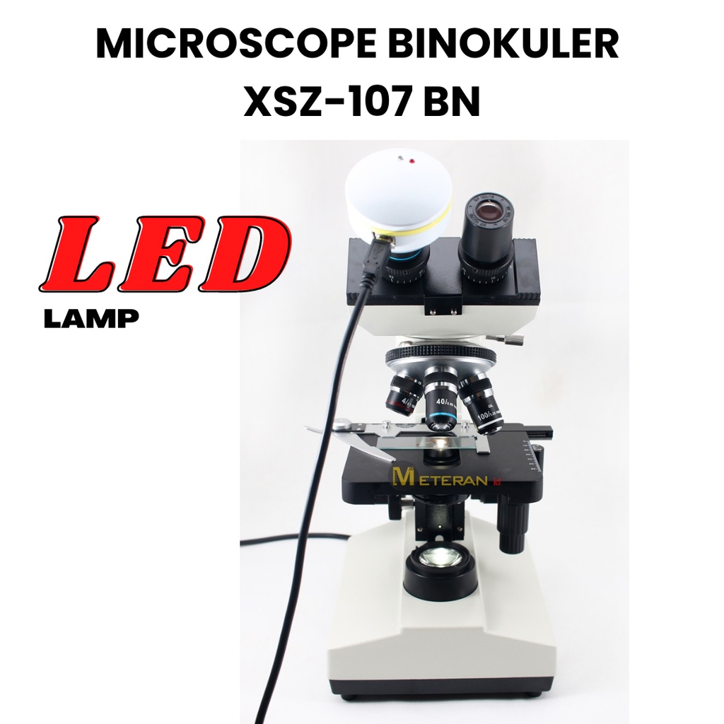 LED Biological Microscope  LED Xsz-107 + HD Camera Digital Mikroskop Murah