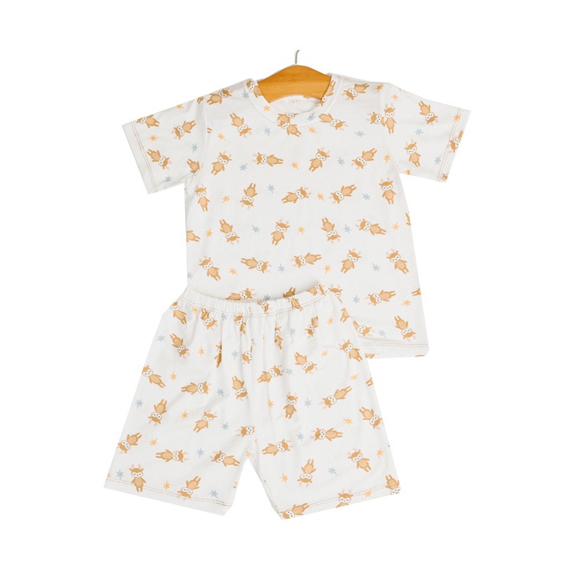 HIKARUSA SHORT SLEEVE SHORT PANTS Baju Tidur Bayi Anak TENCEL Set SETELAN PENDEK Pajamas Piyama Baby