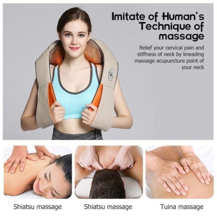 ROCKWARE Electric Kneading Neck Massager Pijat Leher Punggung dan Bahu