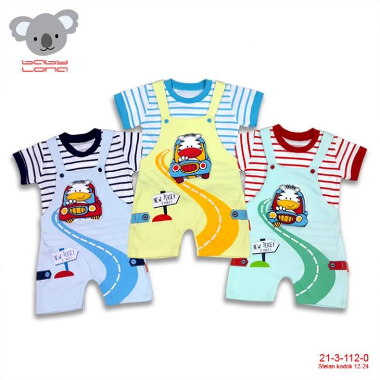 baby lona setelan jumper fashion boy lengan pendek 3-24 bulan