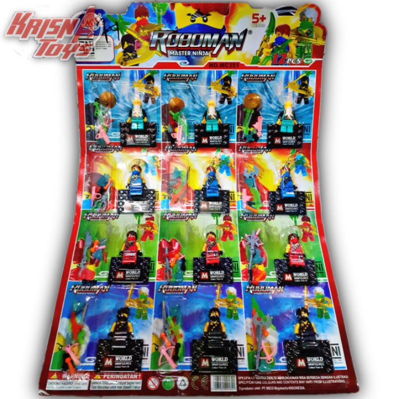 MAINAN BALOK SUSUN/BRICK NINJA MASTER ROBOMAN isi 12pcs/Lembar