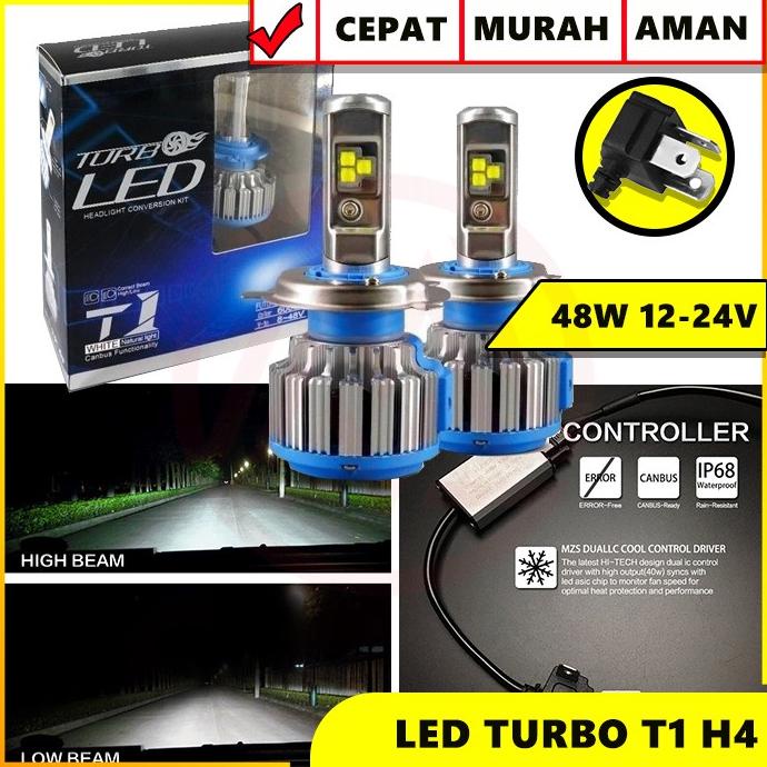 TURBO LED T1 H4 UNIVERSAL ISI 2PC HEADLIGHT TURBO T1