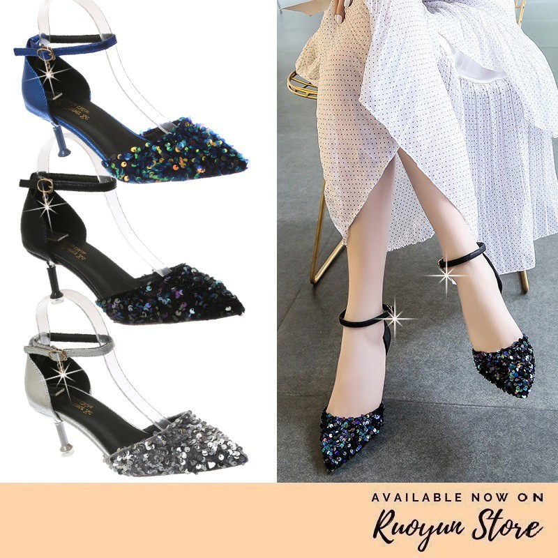 RYS - Sequined Glam Sepatu Hak Pesta/Pernikahan - Ori Import